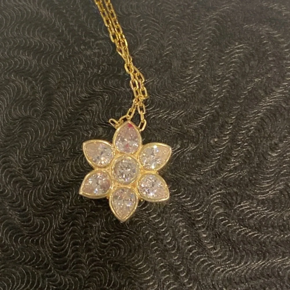 Forever Sterling (f) NWOT  Flower CZ Necklace